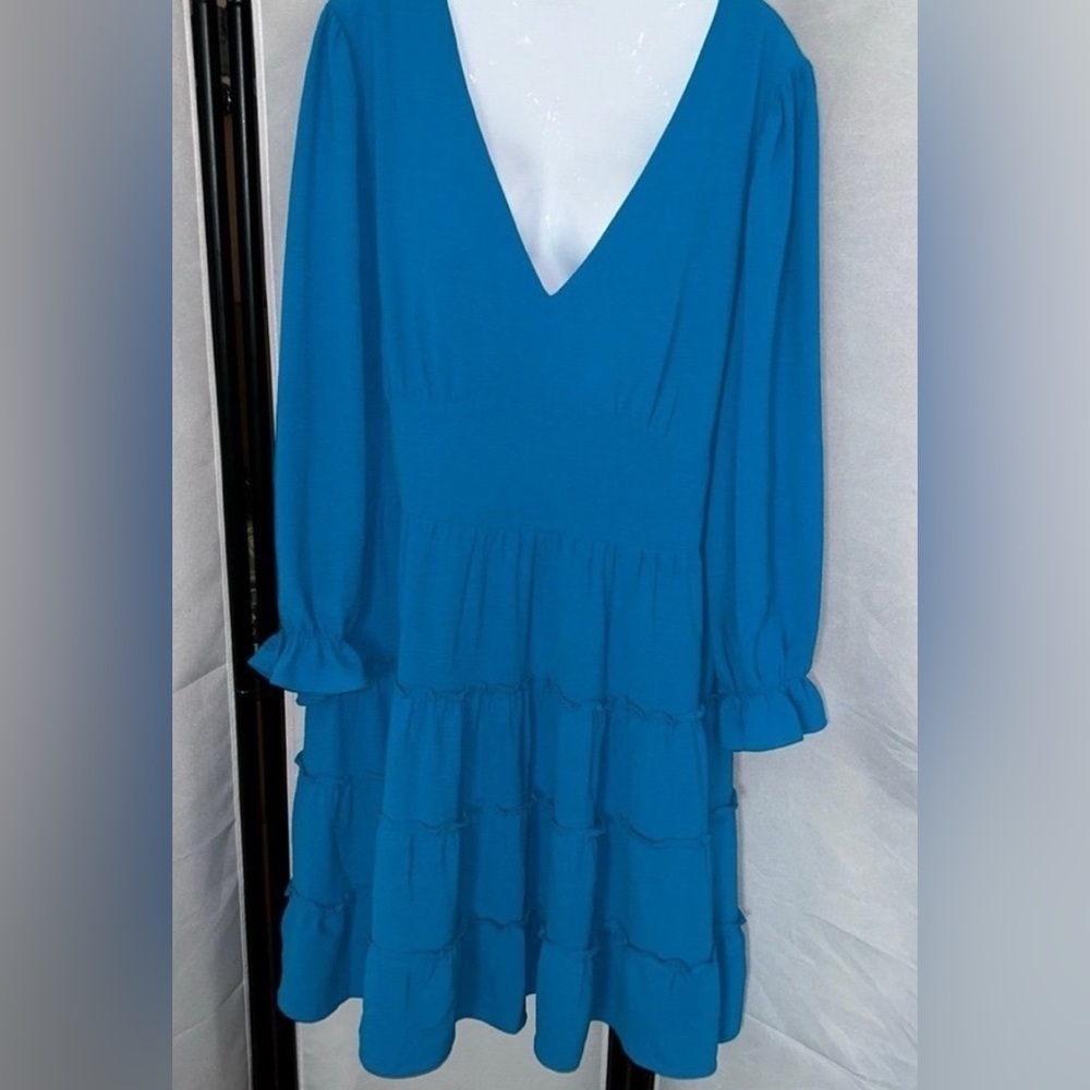Emma & Michele Blue Tiered dress with Bishop Sleeves